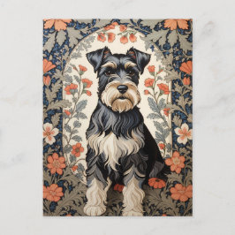 Elegant Schnauzer William Morris Inspired Floral Postkarte