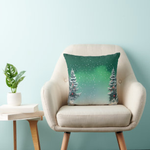 Elegant Schneefröhlicher Weihnachtsbaum Kissen