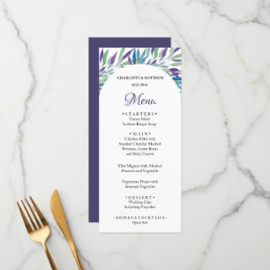 Elegant Schöne Lila Boho Floral Wasserfarbe Menükarte