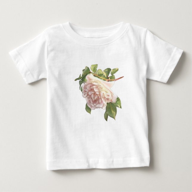 Elegant schöne, rot-weiße Elfenbeinrosen Baby T-shirt (Vorderseite)