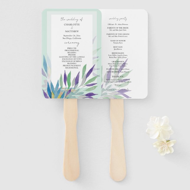 Elegant Schönes Lila Boho Wasserfarben Fächer (Vorne und Hinten)