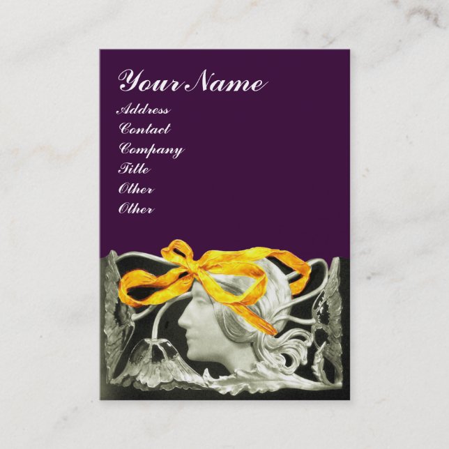 ELEGANT SCHÖNHEIT schwarz-weiß, gelb lila Visitenkarte (Vorderseite)