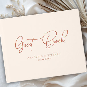 Elegant, Schreibschrift, Beige Hochzeit Gästebuch