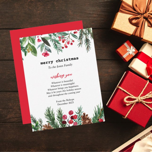 Elegant Schreibwriter Christmas Holly Berry Feiertagskarte (Von Creator hochgeladen)