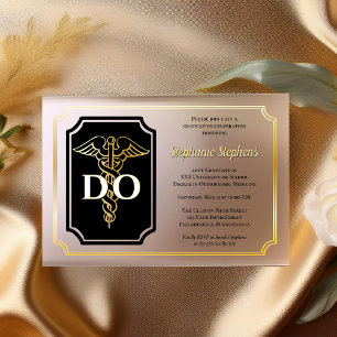 Elegant Schwarz Gold Doktor DO Abschlussfeier Acryleinladungen