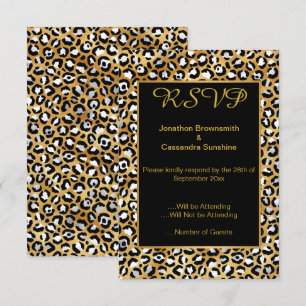 ELEGANT SCHWARZ GOLD LEOPARD DRUCK EINLADUNG
