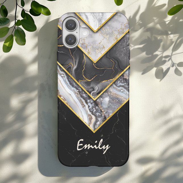 Elegant schwarz grau einzigartig geometrisch Case-Mate iPhone hülle (Von Creator hochgeladen)