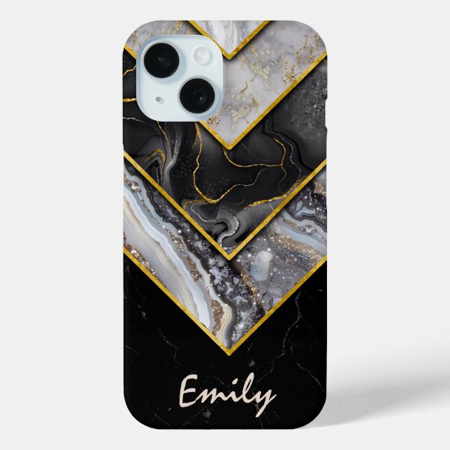 Elegant schwarz grau einzigartig geometrisch Case-Mate iPhone hülle (Rückseite)