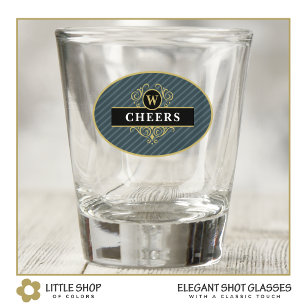 Elegant Schwarz Grau Pinstripe Personalisiert Schnapsglas