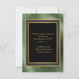 ELEGANT SCHWARZ GRÜN GOLD PRÄGUNG INDIVIDUELLE RSV RSVP KARTE