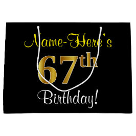 Elegant, schwarz, Imitate Gold 67. Geburtstag + Na Große Geschenktüte