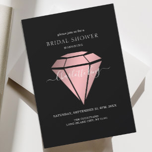 Elegant, schwarz, Rosegold Diamond Einladung