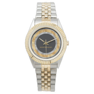 Elegant Schwarz Silber Gold Folie Personalisiert Armbanduhr