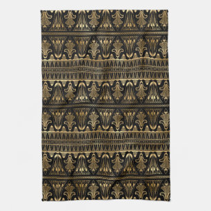 Elegant Schwarz und Gold 1920er Art Deco Vintage Geschirrtuch