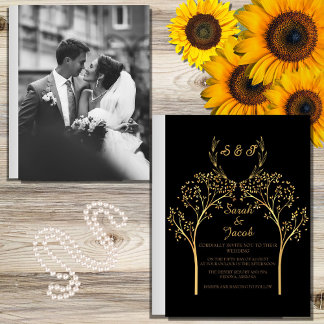 ELEGANT SCHWARZ UND GOLD WEDD EINLADUNG