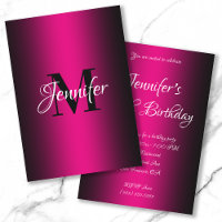 Elegant Schwarz und Heiß Rosa Ombre 60. Geburtstag