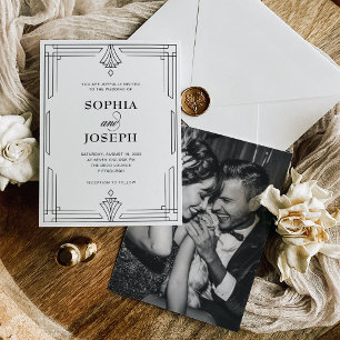Elegant Schwarz und Weiß   Zeitlose Foto-Hochzeit Einladung