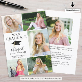 Elegant Schwarz-weiß 6 Foto Collage Graduate Ankündigung