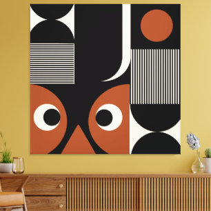 Elegant Schwarz-Weiß-Braun geometrisch abstrakt Leinwanddruck