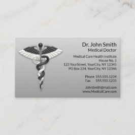 Elegant Schwarz-weiß Caduceus Classy Noble Medical Terminkarte