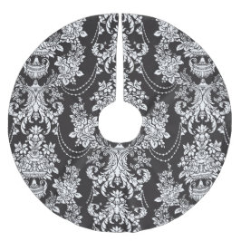 Elegant Schwarz-weiß Damask Weihnachten Weihnachte Polyester Weihnachtsbaumdecke
