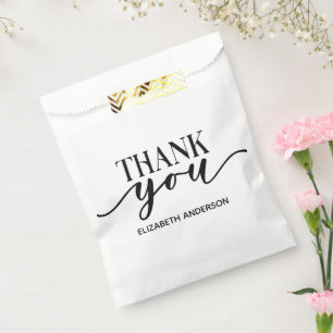 Elegant Schwarz-weiß Danke Geschenktütchen
