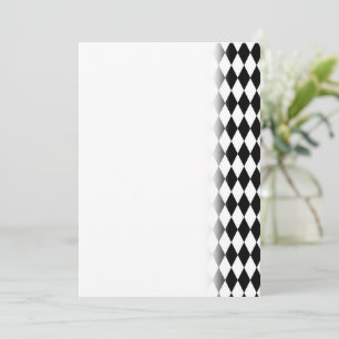 Elegant Schwarz Weiß Harlekin Raute Geometrisch Save The Date