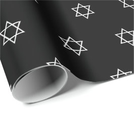 Elegant Schwarz-weiß Magen David pattern Hanukkah Geschenkpapier
