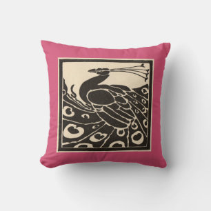 ELEGANT SCHWARZ-WEISS PINK PEACOCK KISSEN