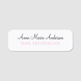 Elegant Schwarz Weiß und Rosa Professioneller Name Namensschild