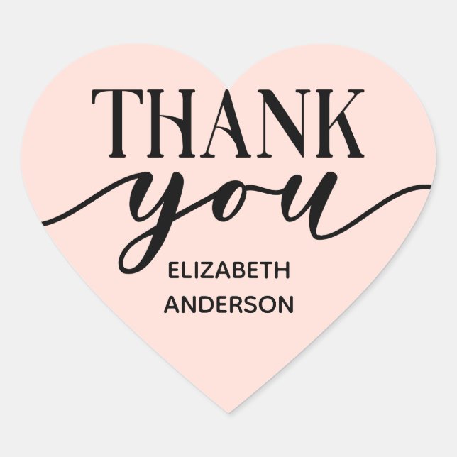 Elegant Schwarz-weiß Vielen Dank Herzsticker Herz-Aufkleber (Vorderseite)