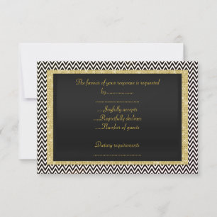 ELEGANT SCHWARZ-WEISSES ZICKZACK UAWG RSVP KARTE