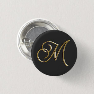 Elegant-schwarzes und goldenes vintage-monogramm button
