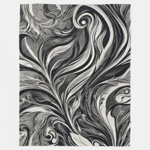 Elegant - Schwarzes und Weißes abstraktes Fließen Fleecedecke