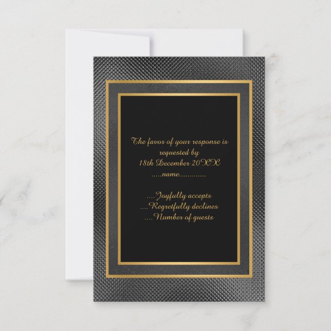 ELEGANT SCHWARZGOLD EMBOSSED LAYER CUSTOM UAWG RSVP KARTE (Vorderseite)