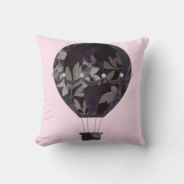 ELEGANT SCHWARZPINK HOT AIR BALLOON CUSHION KISSEN (Vorderseite)