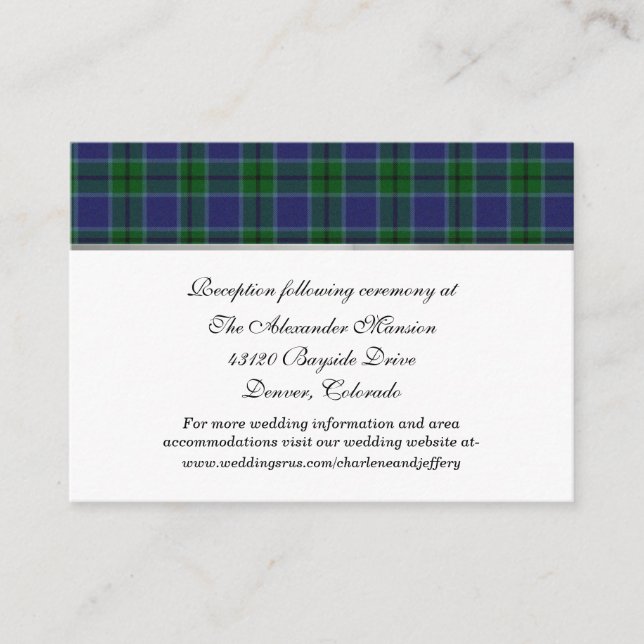 Elegant Scott Clan Kariert Wedding Enclosure Card Begleitkarte (Vorderseite)