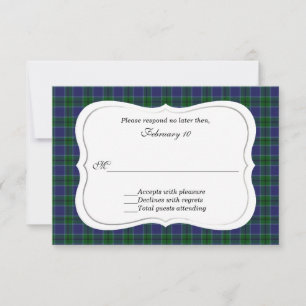 Elegant Scott Clan Tartan Wedding RSVP Karte