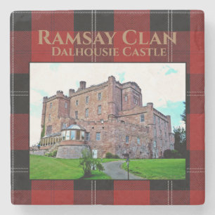 Elegant Scottish Ramsay Clan Castle Tartan Steinuntersetzer