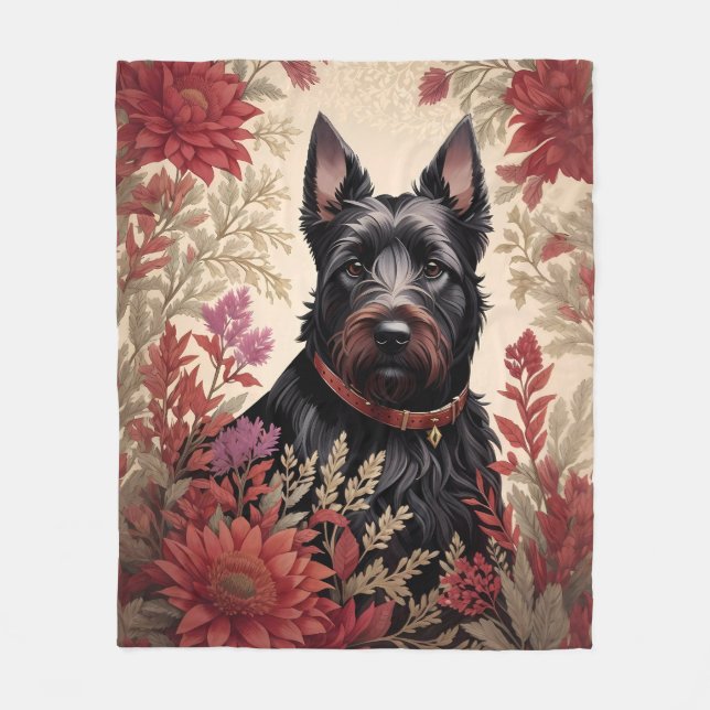Elegant Scottish Terrier Dog Portrait Fleecedecke (Vorderseite)