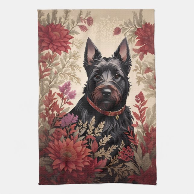 Elegant Scottish Terrier Dog Portrait Geschirrtuch (Vertikal)