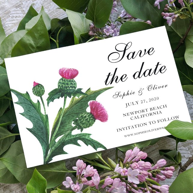 Elegant Scottish Thistle Floral Save The Date (Von Creator hochgeladen)
