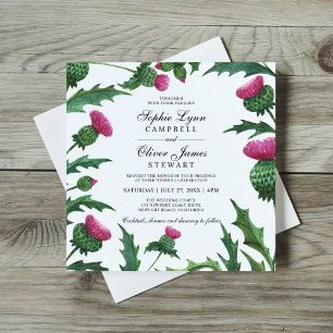 Elegant Scottish Thistle Floral Wedding Einladung