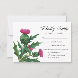Elegant Scottish Thistle Wedding Meal Choice UAWG Einladung
