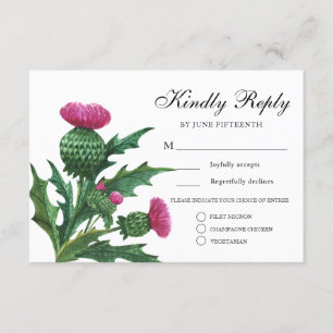 Elegant Scottish Thistle Wedding Meal Choice UAWG Einladung