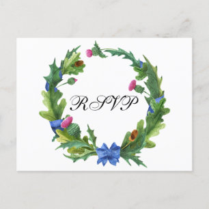 Elegant Scottish Thistle Wedding Meal Choice UAWG Einladungspostkarte