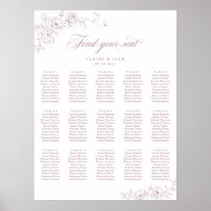 Elegant Scrip 15 Table Rose Hochzeitstabelle Poster