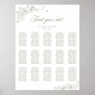 Elegant Scrip 15 Table Rose Hochzeitstabelle Poster