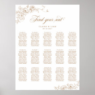 Elegant Scrip 15 Table Rose Hochzeitstabelle Poster