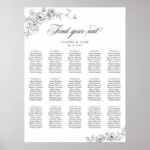 Elegant Scrip 15 Table Rose Hochzeitstabelle Poster